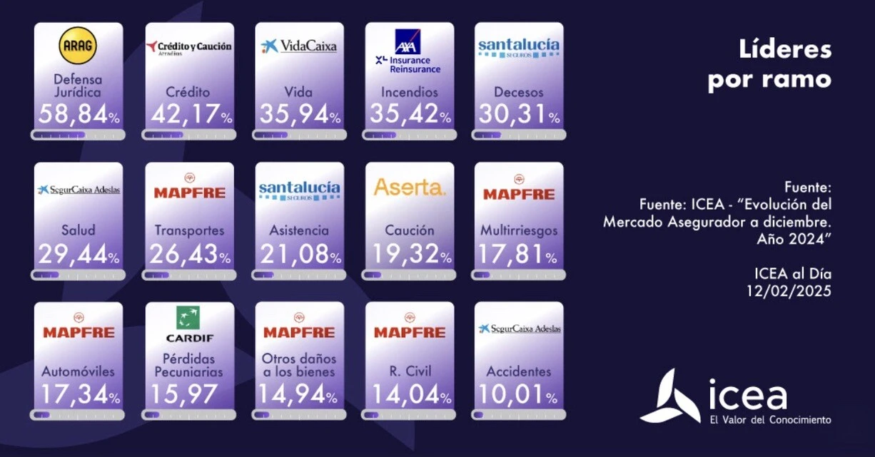 Gráfico 1: Evolución del mercado de seguros en España a diciembre 2024.